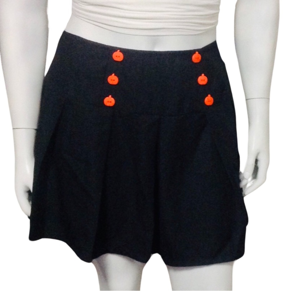 PUMPKIN BUTTON PLEATED SKIRT - Picture 3 of 7
